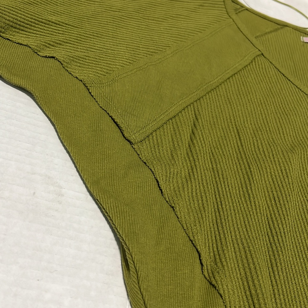 NWT Free People Santa Clara Thermal Long Sleeve Top Ferngully Green XS - Picture 7 of 8